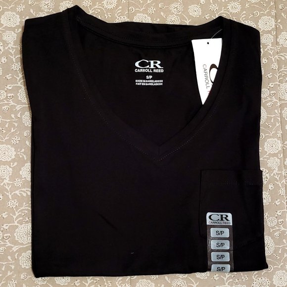 2/$25 NEW Black V-Neck Basic T-Shirt, 100% Cotton, Short Sleeves, Pockets! S/M - Picture 6 of 7